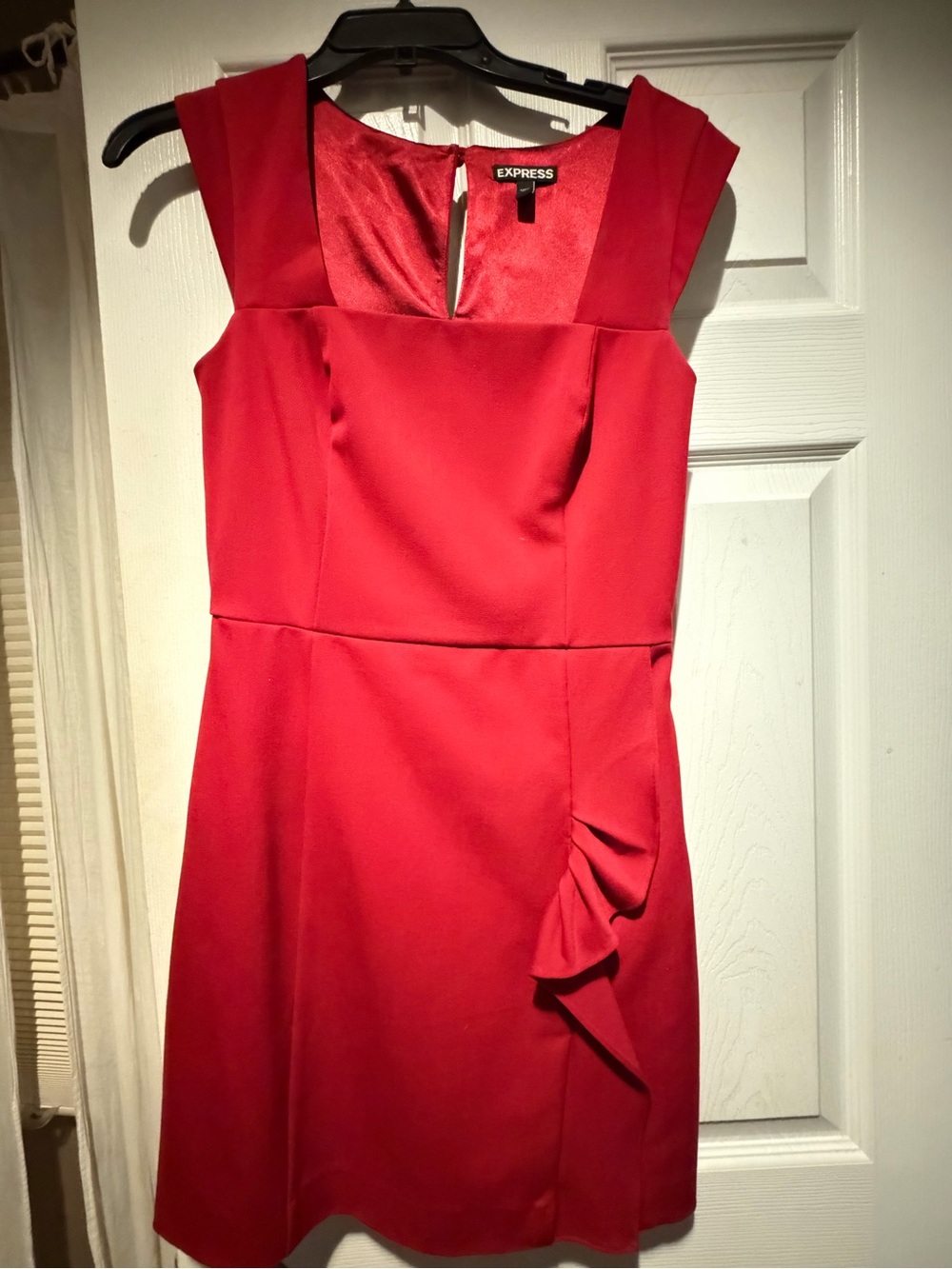 Express Red Cap-Sleeve Fit & Flare Mini Dress